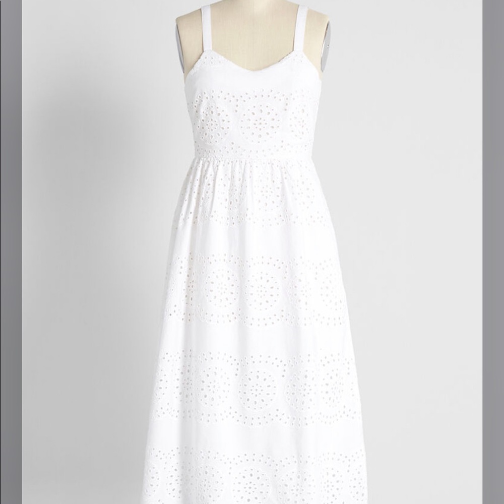 Eyelet White Midi Sundress